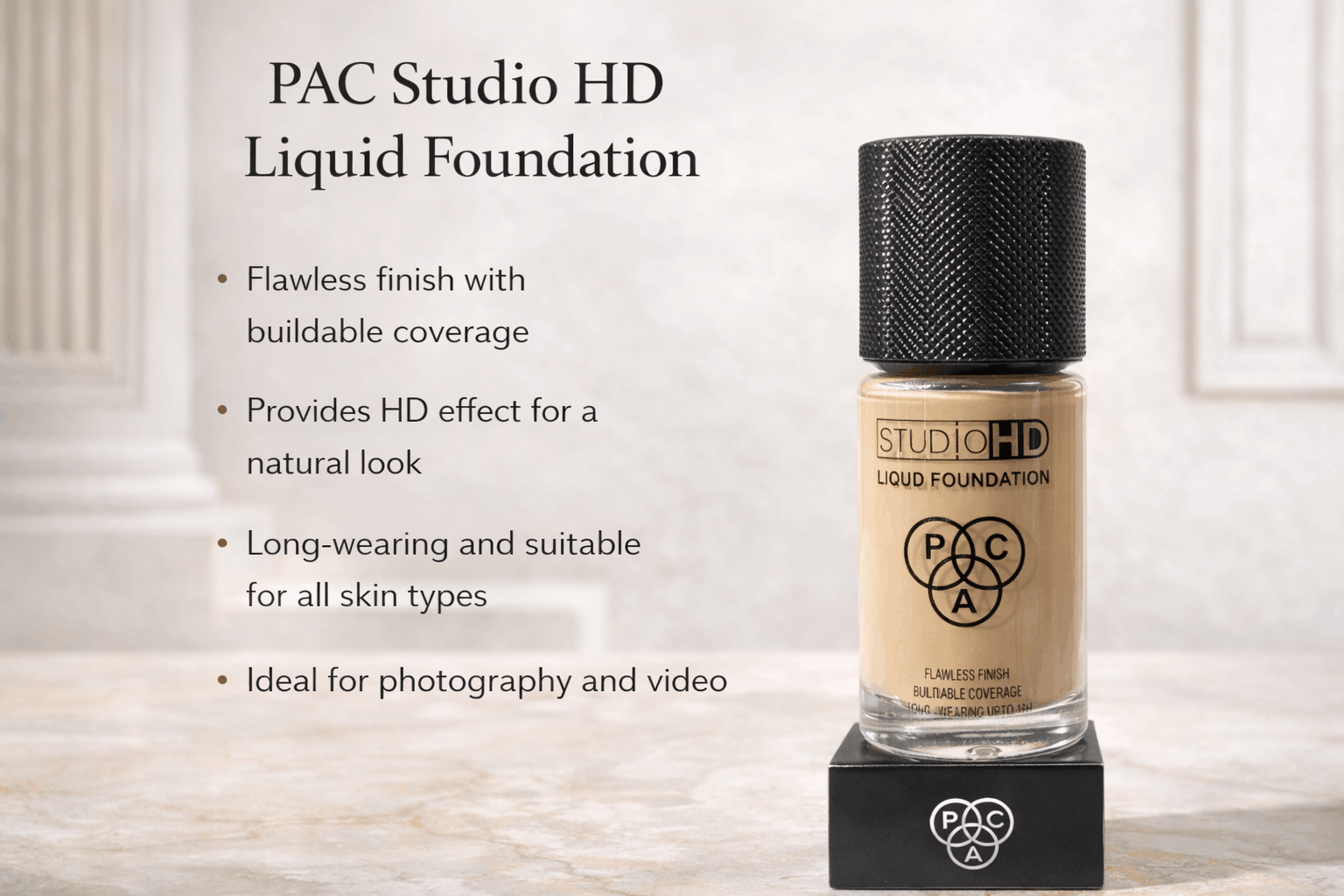 PAC Studio HD Liquid Foundation professional HD base makeup