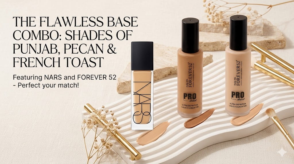 Pro-Artist Base Bundle Foundation Combo with NARS Punjab 6608 and Forever 52 Pecan BUF008 French Toast BUF004 professional makeup base kit